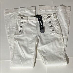 Express Jeans Bell Flare White Mid-Rise Nautical Sailor sz 0 NEW Summer Festival